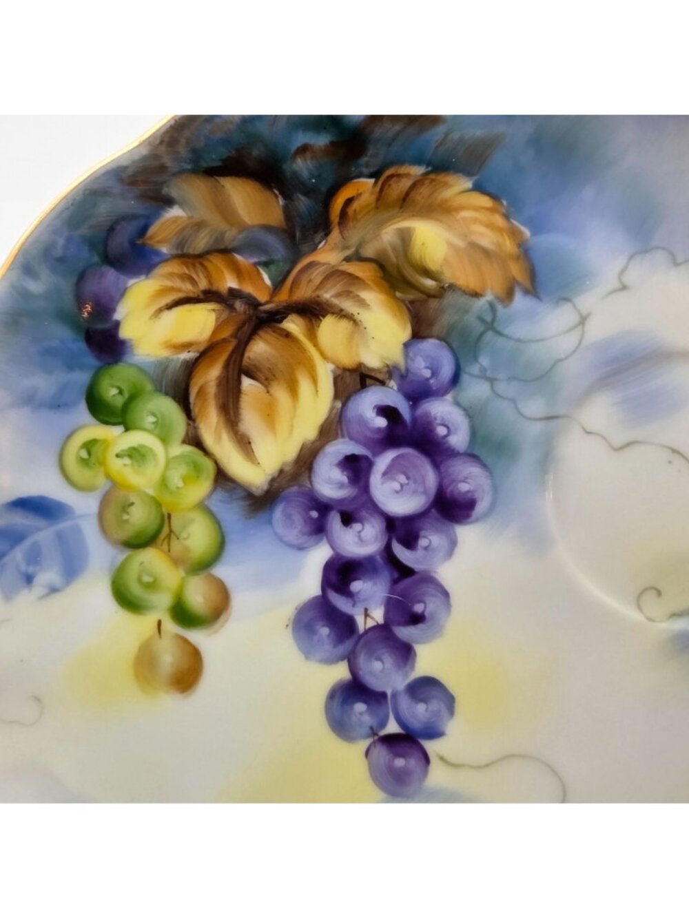Lefton Festival SL2619 Set of 2 Snack Plate and Cup Porcelain Purple Green Grape - Picture 10 of 10